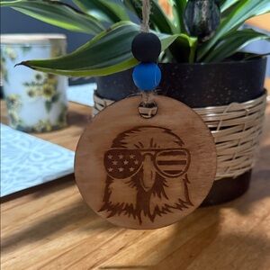 Handmade Wooden Rearview Mirror Hanger| Laser Engraved Car Charm with Beads Rope